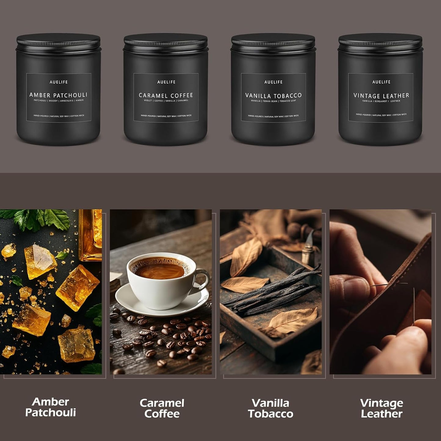 Scented Candles Set - 8 Pack Soy Jar Candle for Home Scented, Aromatherapy Candle Gifts for Men, Women and Birthday, Masculine Home Fragrance Candle