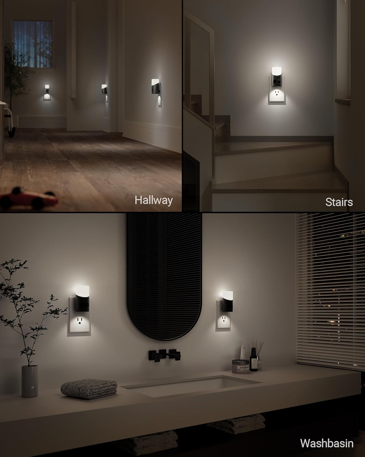 Lyridz Motion Sensor Night Light, LED Night Lights Plug into Wall, 1-150LM Dimmable Night Light Indoor for Hallway, Stairs, Bedroom, Garage, Bathroom, Toilet (Cool White, 2 Pack)