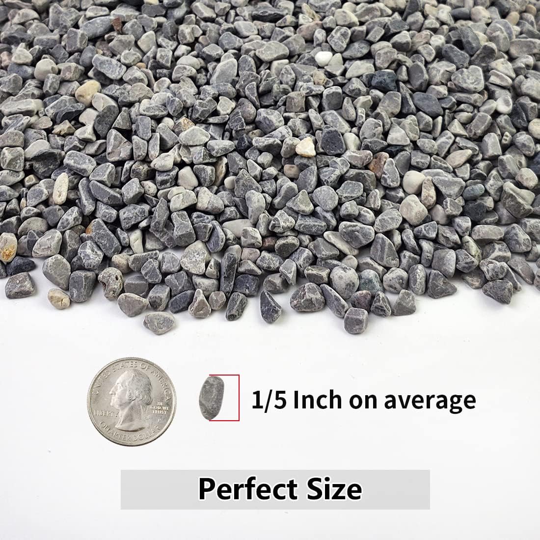 5LB Succulent and Cactus Gravel Pebbles, 1/5 Inch Natural Decorative Polished Stones, River Rocks for Plants, Vases, Aquariums, Terrarium and Outdoor Gardening,Grey