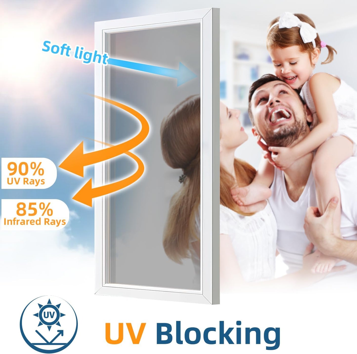DUOFIRE One Way Window Film Privacy See Out Not in Heat Blocker Tint Reflective Mirror Tinting Film for Home Static Cling Anti-UV Sun Blocking Window Covering（Dark Silver, 35.4x78.7in）