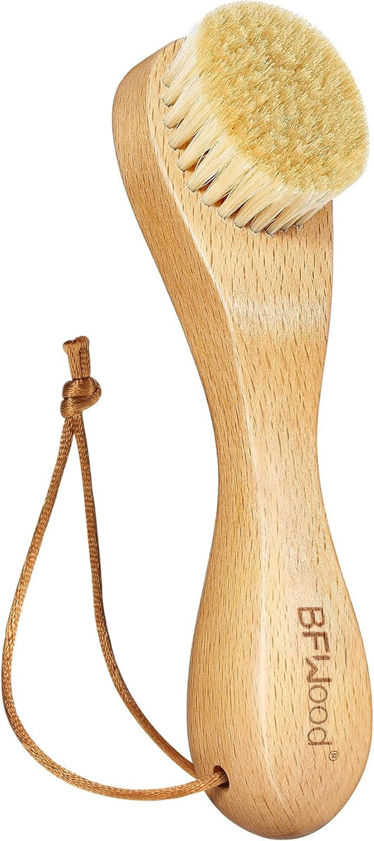 BFWood Laundry Stain Brush, Natural Soft Boar Bristles, Removes Tough Stains from Delicate Fabrics Like Knits, Cotton, and Linens, Gentle on Fabrics, No Damage