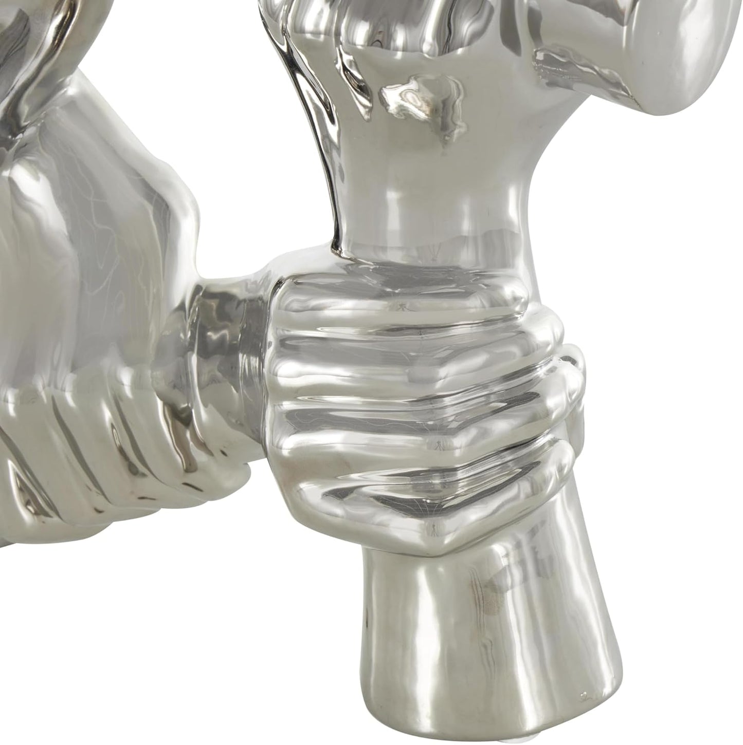 Deco 79 Ceramic Hands Decorative Sculpture Gripping Home Decor Statue, Accent Figurine 13" x 4" x 13", Silver