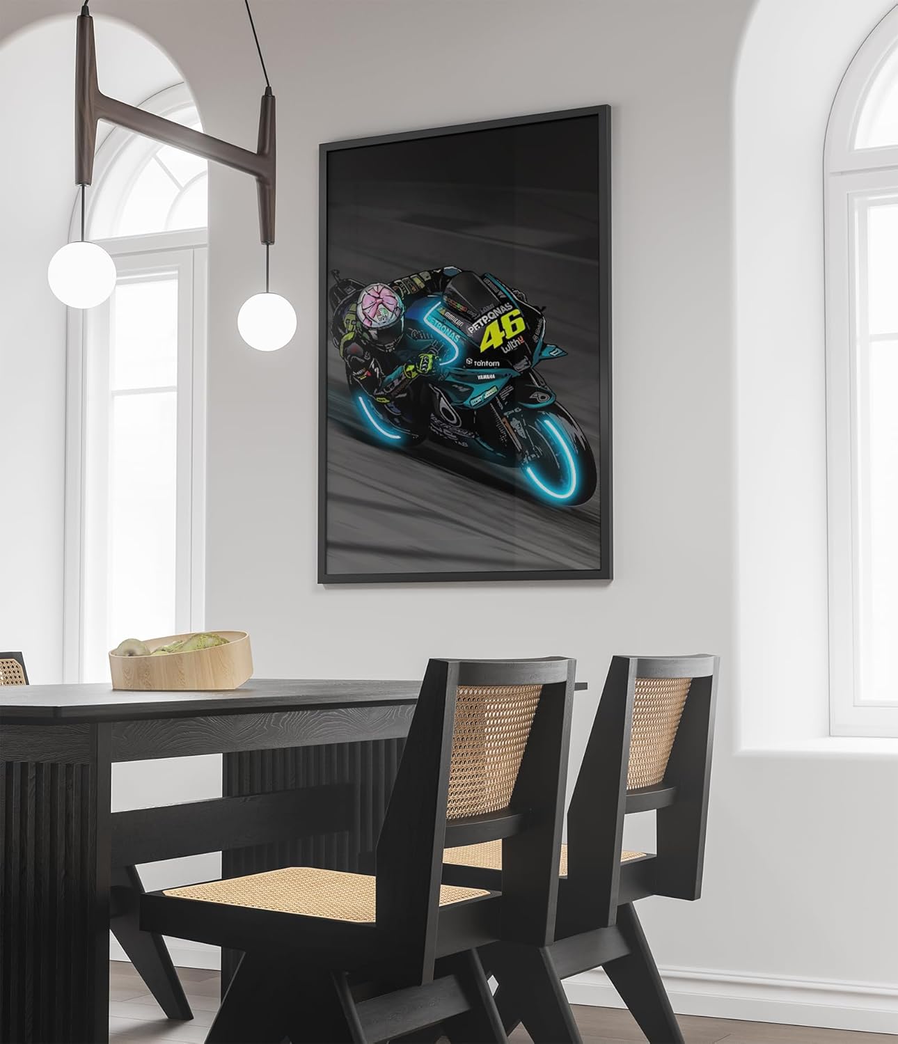 Sorventina Neon-Style Motorcycle Wall Art Prints - Last Dance YZR-M1, 16x24 Wrapped Frame