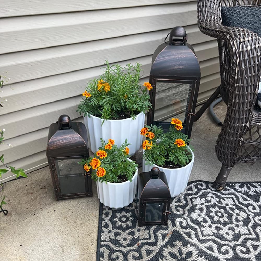 NEEDOMO Lanterns Decorative Outdoor & Indoor, Set of 3 Outdoor Lanterns for Porch, 23" Large Candle Lantern, Bronze Metal Frame with Glass, Vintage Farmhouse, Patio, Pathway, Garden, Fall, Christmas