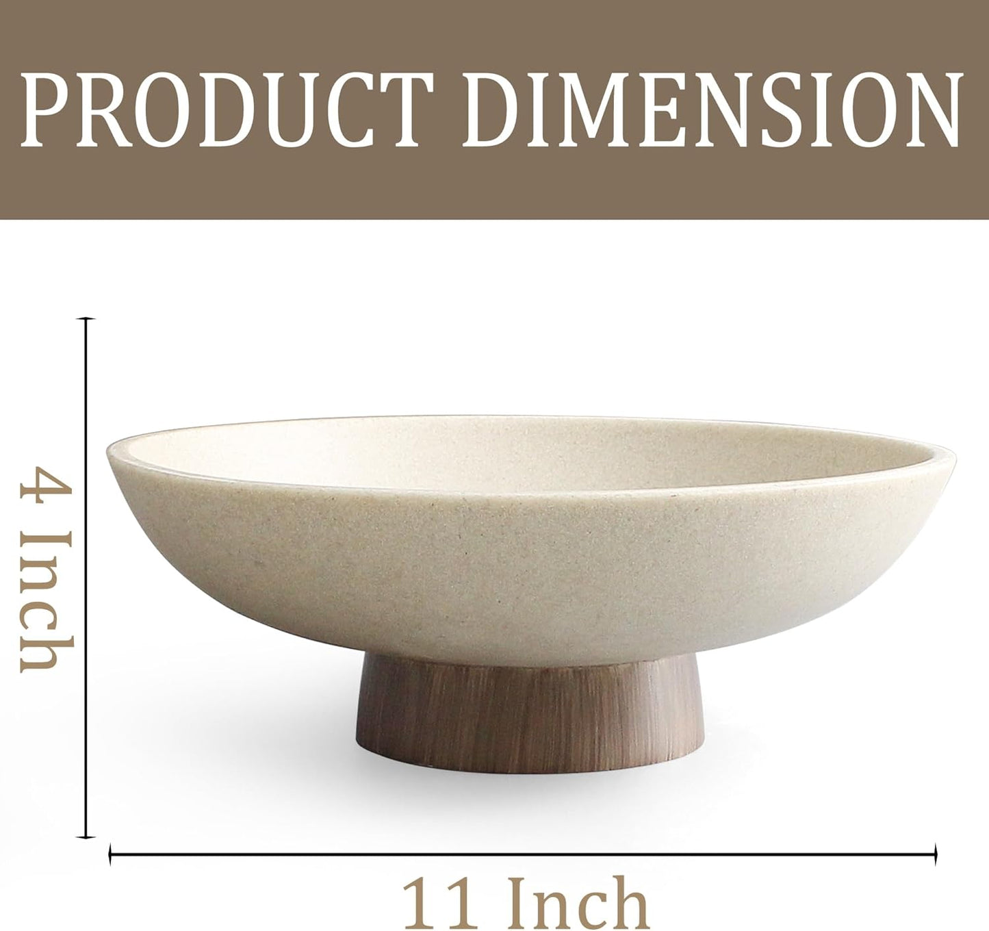 Modern Resin Pedestal Bowl – Large Fruit Bowl for Kitchen Counter, Catch All Tray for Entryway Table, Stylish Key Bowl & Dining Centerpiece, Brown