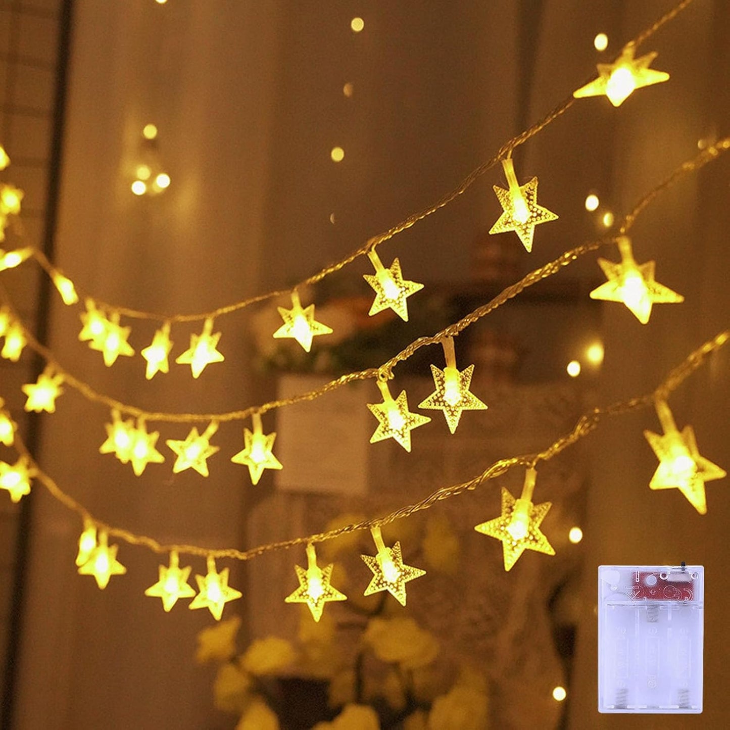 Star Lights with Battery Operated - LED Fairy String Lights for Indoor Outdoor, Waterproof Star Twinkle Lights for Bedroom Tent Loft Bed Patio Party Wedding Holiday Camping Decor
