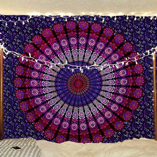 raajsee Indian Cotton Purple Tapestry Mandala Wall Hangings- Tapestry For Bedroom - Indie Wall Tapestry Hippie Room Decor - Boho Small Tapestrys Aesthetic Poster (30x40 Inches / 76x101 Cms)