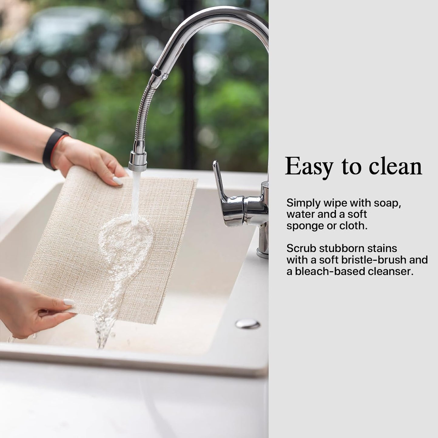 Placemats Set of 4 - Easy Clean Woven Vinyl Placemat for Dining Table, Indoor/Outdoor Place Mats, Washable PVC Table Mats（Beige）