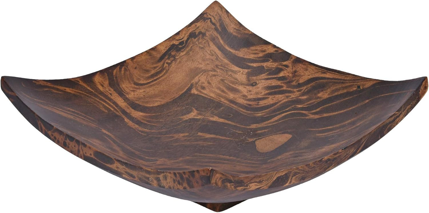 AeraVida Square-Shaped Mango Tree Wood with Dark Stain Serving Dish or Fruit Bowl | Wood Decor Bowl