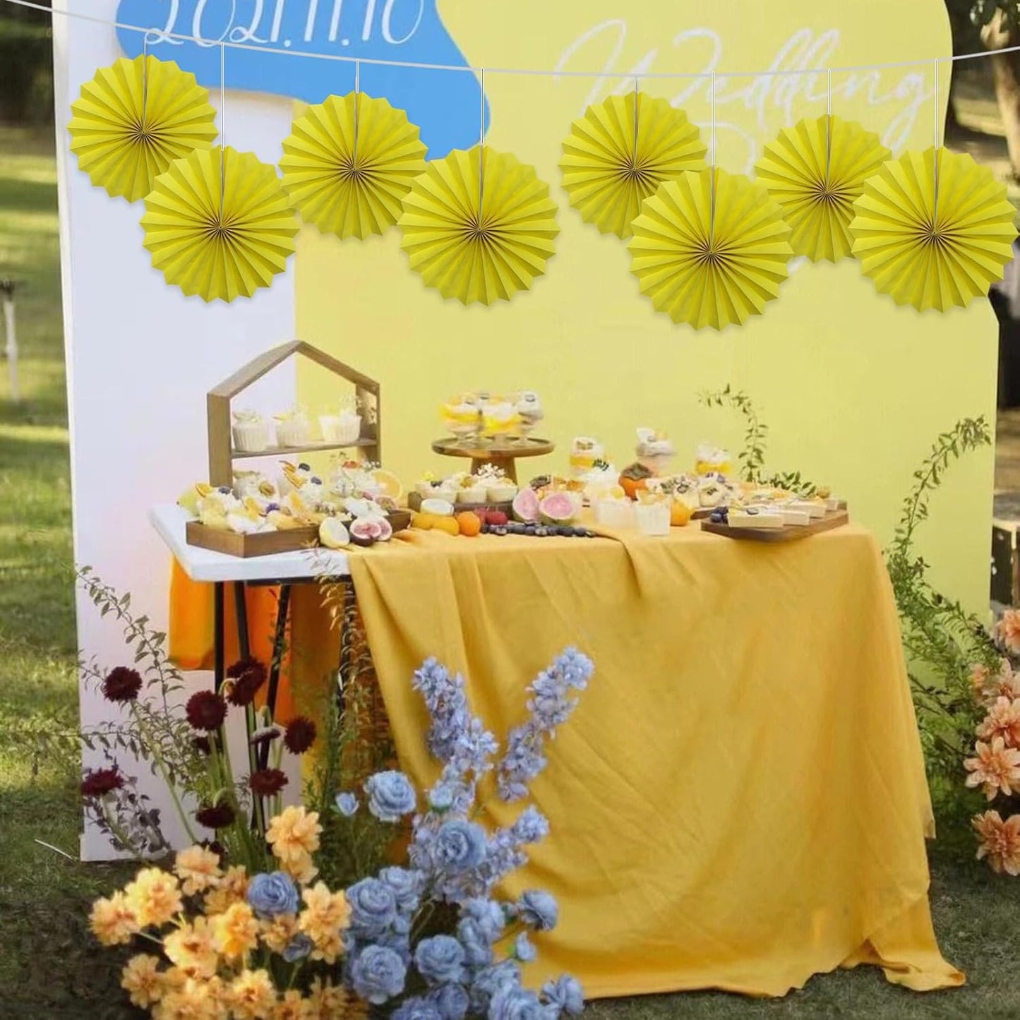 Yellow Party Decorations,Paper Decorations for Party,Lemon Decorations Party Paper Fans Bulk 12in,Anniversary Decorations for Part 30 Color DIY Set （Lemon Yellow）