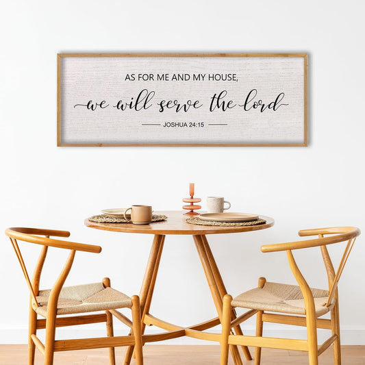 LuZhiQiang As For Me And My House We Will Serve The Lord Wall Decor Sign 40"X15" Bible Verse Religious Scripture Wall Art (Wood)