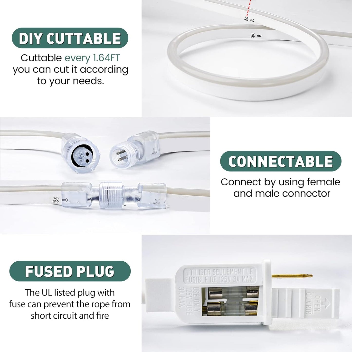 GZBtech Flexible LED Neon Rope Lights 66FT,AC 110-120V Waterproof Strip Light, 120 LEDs/M Cuttable Connectable Neon Lighting for Indoor Outdoor Home Decor/Commercial Building Use-Pink 20M