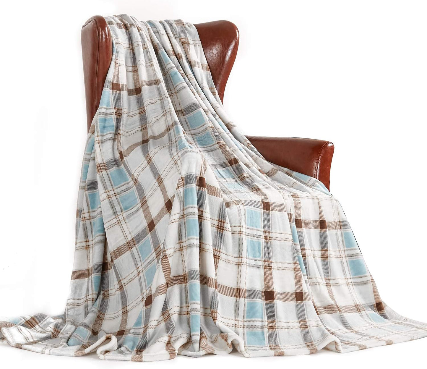 MERRYLIFE Throw Blanket Plaid Sherpa | Ultra-Plush,Soft, Colorful, Oversized | Decorative Couch Travel Blanket | Large Size (60" 90", Island Travel)