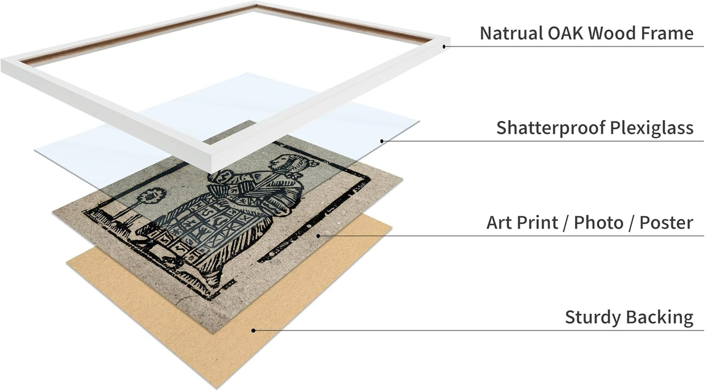 Poster Master Vintage Woodcut Poster - Retro Medieval Print - Gift for Gothic, Horror Fan - Witch Holding a Plant, Magic, Spell, Herbalist - Wall Decor for Bedroom, Dorm, 16x20 White Framed