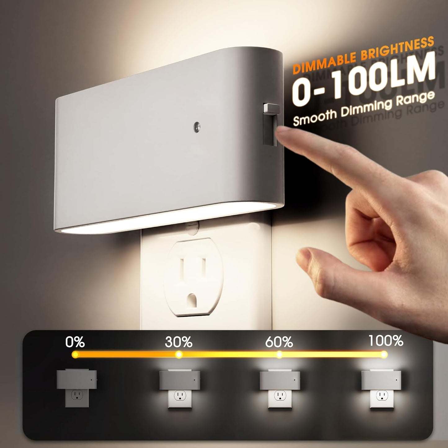 Briignite Night Lights Plug into Wall, 2 Pack, LED Night Light with Dusk to Dawn Light Sensor, Dimmable NightLight Plug in, 5000K Daylight White Nightlight for Kids Room Bedroom Hallway Kitchen