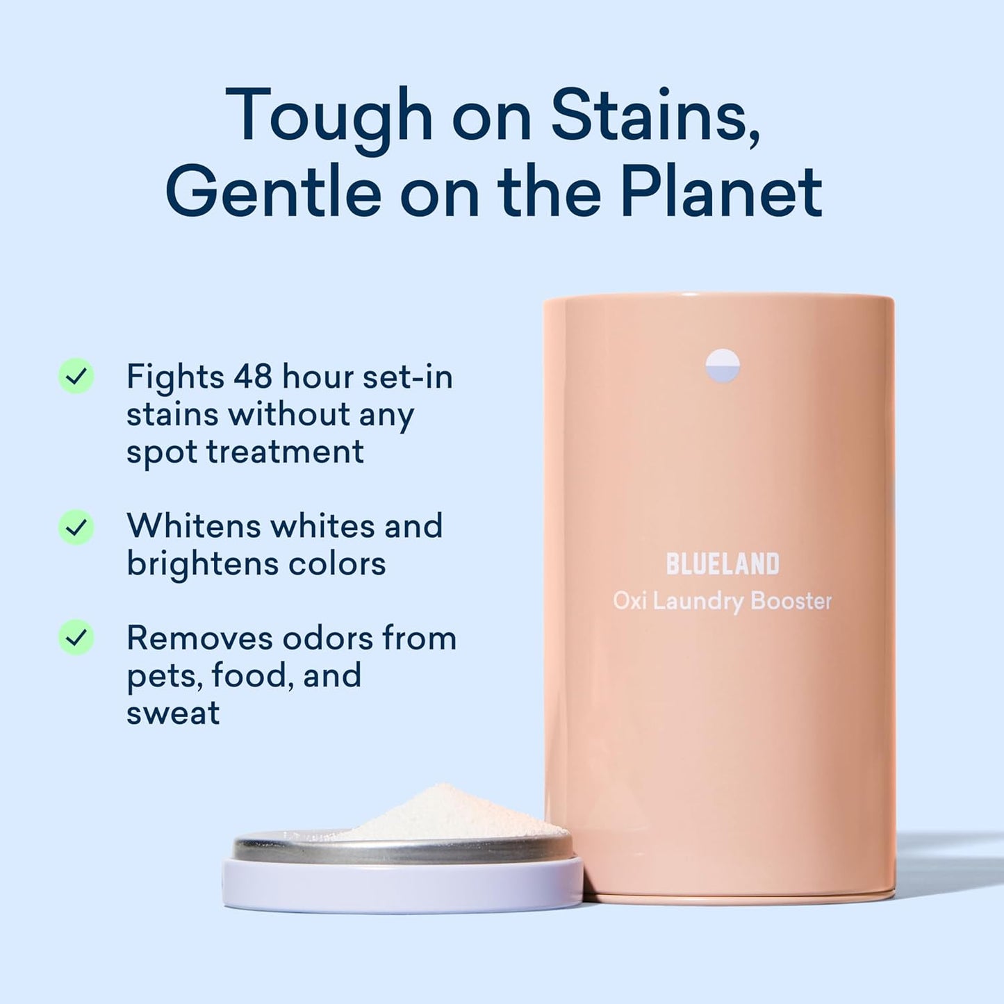 BLUELAND Oxi Laundry Booster Powder Refill 2-Pack, Fragrance Free & Clear, 50 Loads, 35.2 oz, Plastic-Free, Eco Friendly, Oxy Cleaner, Stain Remover