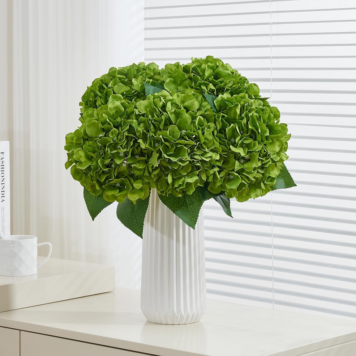 8pcs Fake Flowers Silk Hydrangea Artificial Flowers Bouquets Faux Hydrangea Stems for Home Table Centerpieces Wedding Party Decoration