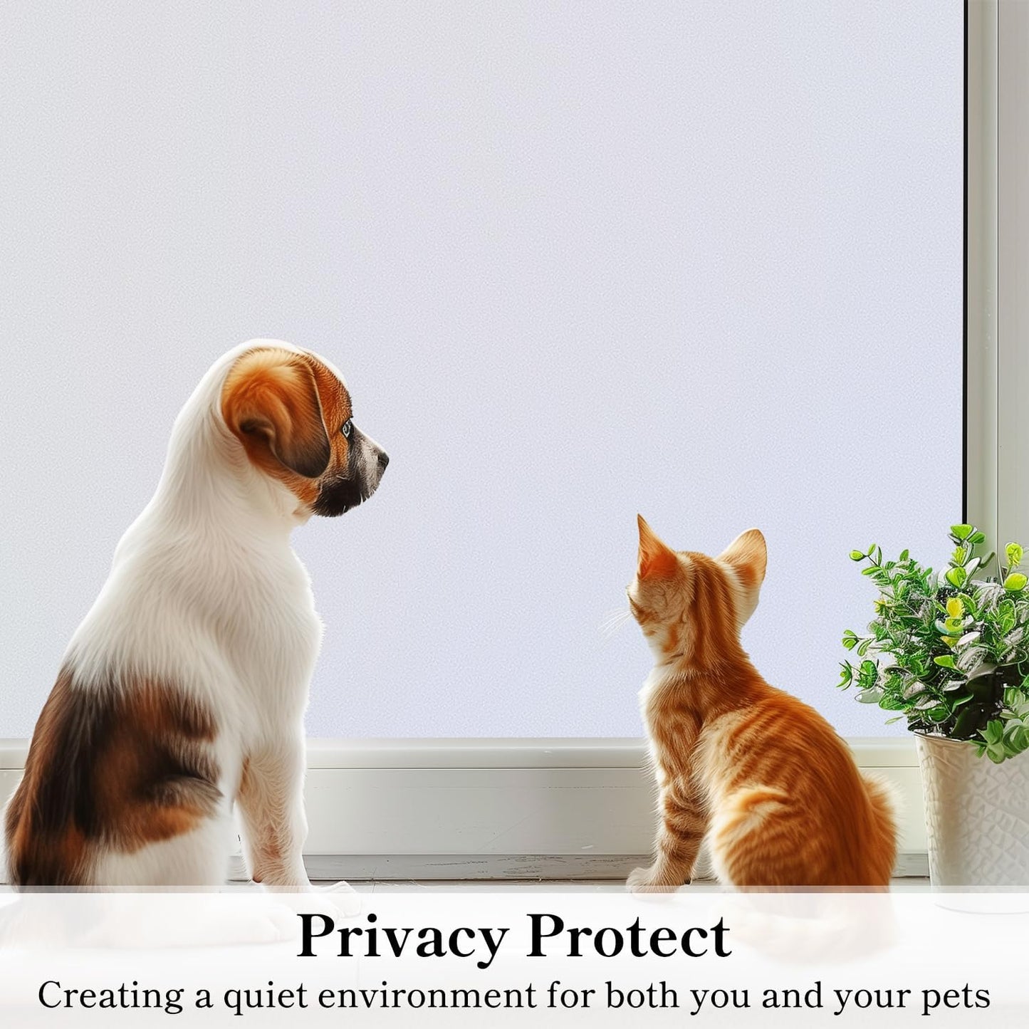 DUOFIRE Privacy Window Film Frosted Glass Film Matte White Static Cling Glass Film No Glue Anti-UV Window Sticker Non Adhesive for Privacy Office Meeting Room Bathroom Living Room DS001W 45.2x78.7in