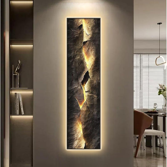 homary LED Wall Art – Backlit Abstract Cracked Stone Panel, USB-Powered Lighted Wall Decor for Living Room, Bedroom & Hallway, Modern Vertical Hanging (39.4" x 9.8")