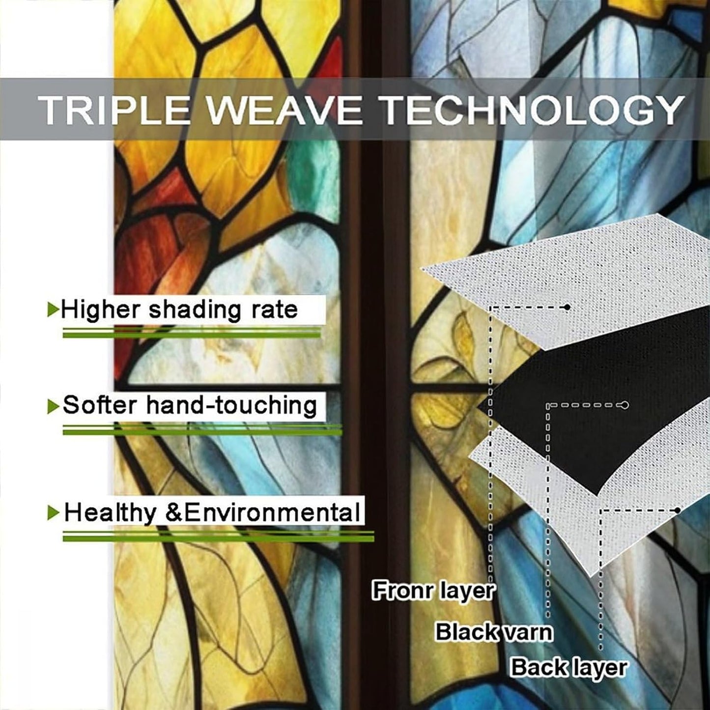 Stained Glass Curtains,Retro Abstract Colorful Art Home Decor Drapes for Bedroom Living Room Kitchen Window Treatment 2 Panels Set Total Size 52" W X 84" L Inch