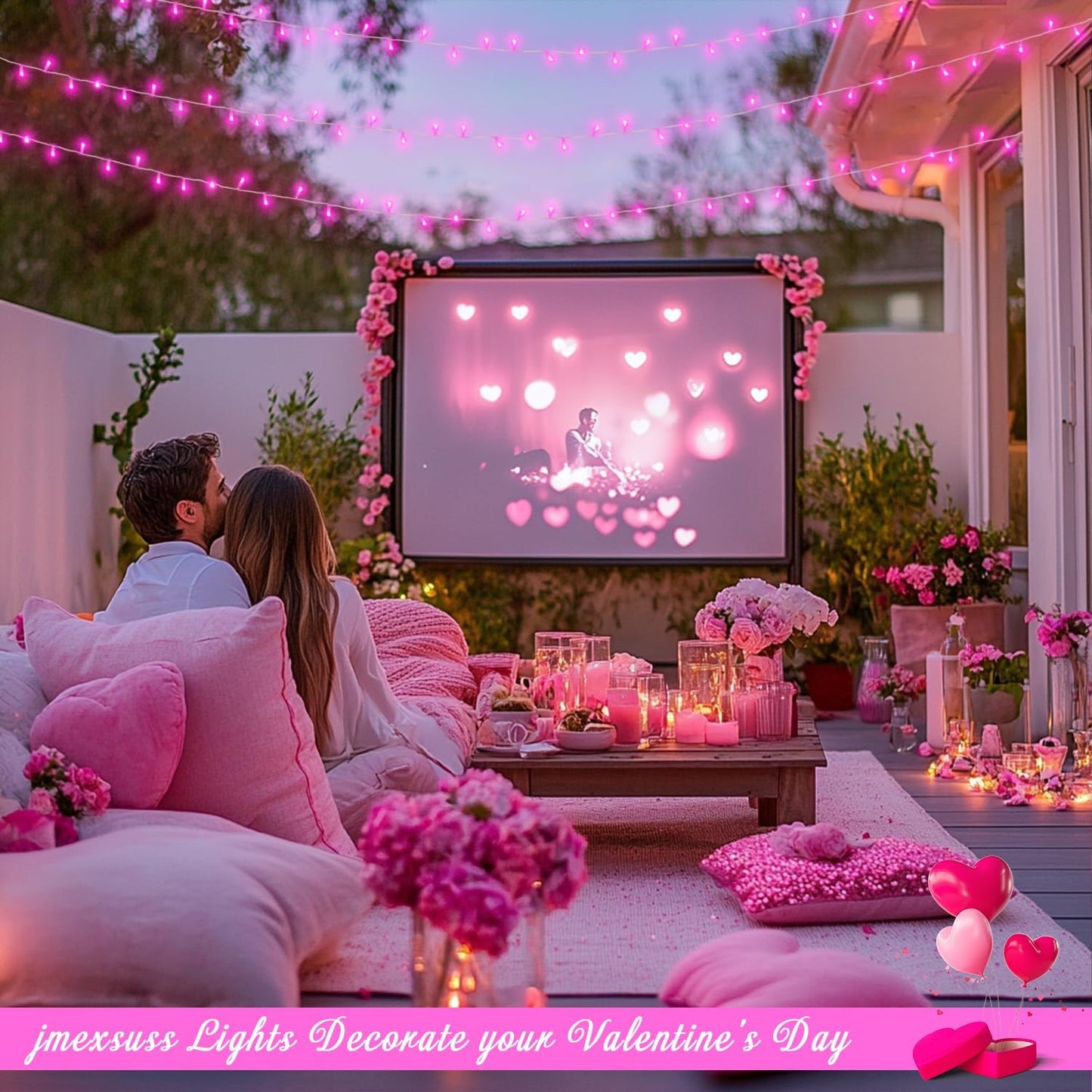 JMEXSUSS 600 LED Pink Christmas Lights for Decorations, 168ft Pink String Fairy Lights Indoor Outdoor Clear Wire for Girl's Room Bedroom Brithday Party Yard Decor