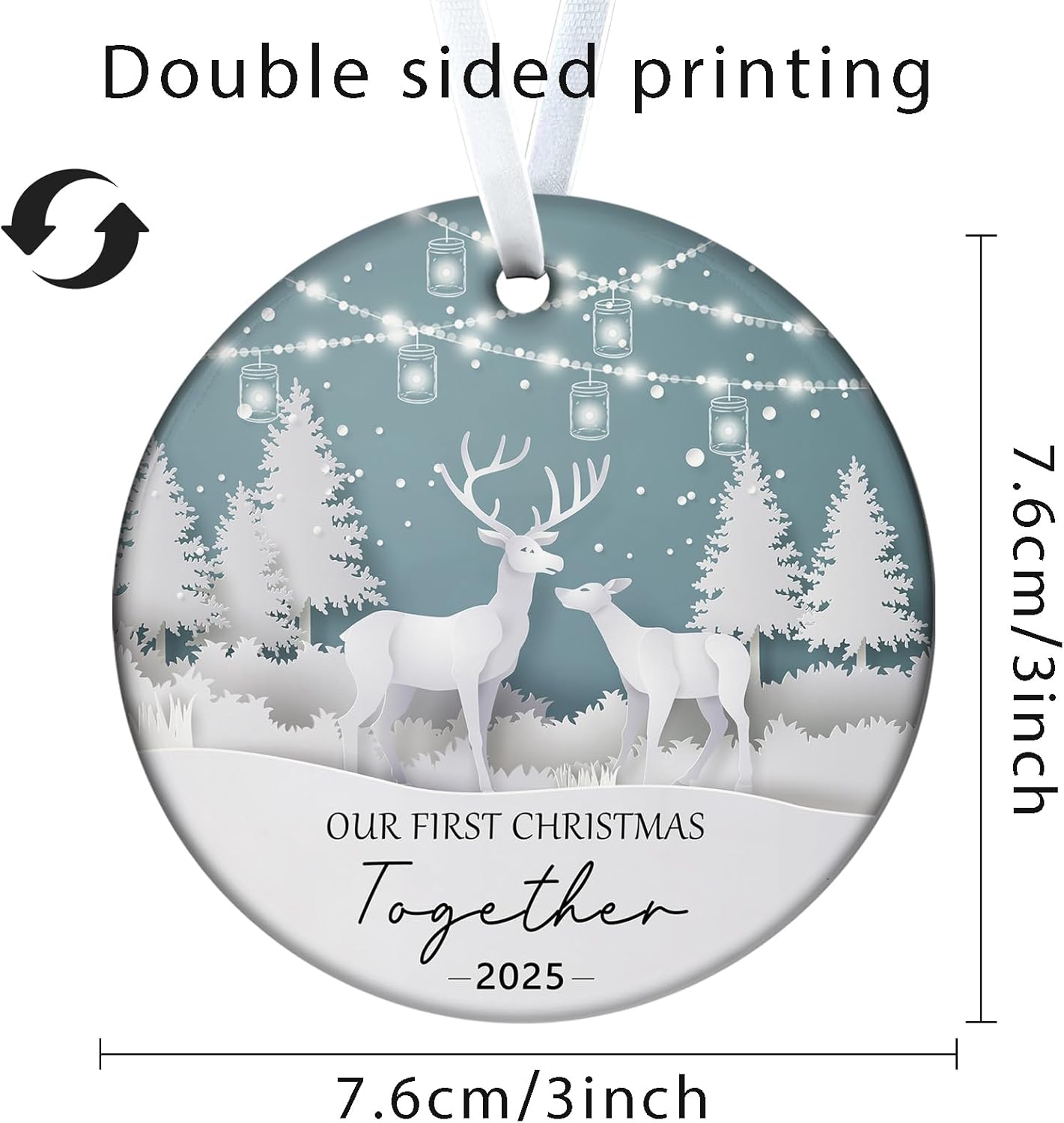 Christmas Ornaments 2025 Our First Christmas Together Ornament Newlywed Keepsake, 1st Married Christmas Decor for Bridal Shower Wedding New 3Inch Ceramic