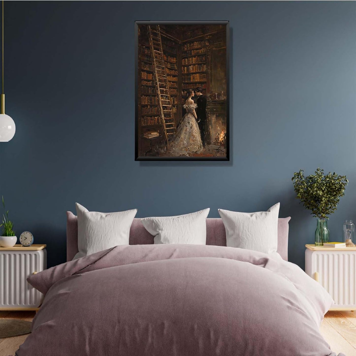 JFHCQJPK Gothic retro library scene decoration melancholy calm art college style wall aesthetic antique style home decoration suitable for bedroom living room16x24in Metal blackFramed