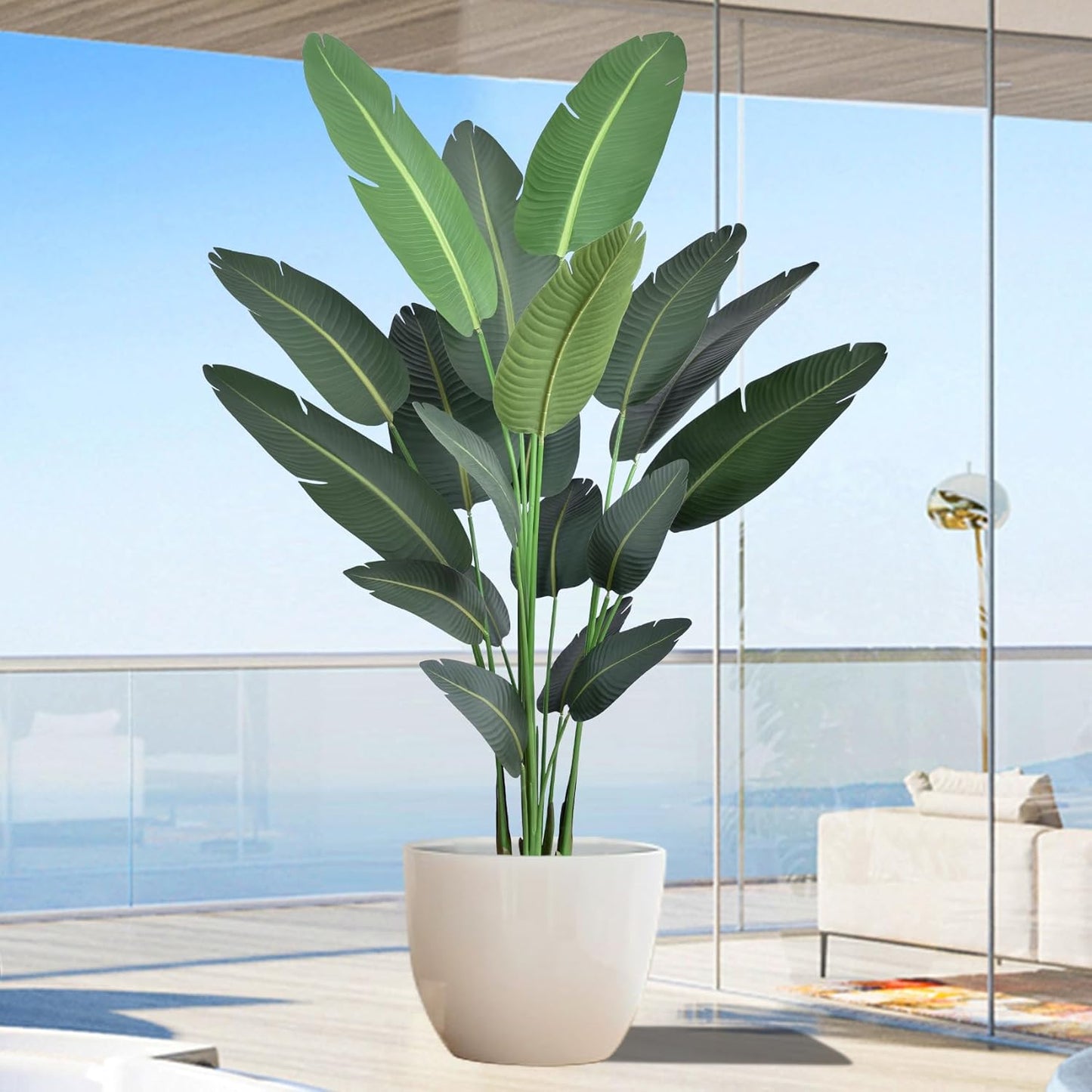7ft Artificial Bird of Paradise Trees (84in) Tall Large Faux Tree with 19 Realistic Trunks, Fake Tropical Floor Potted Artificial Silk Plant for Home Office Indoor Decor (7feet,1Pack)
