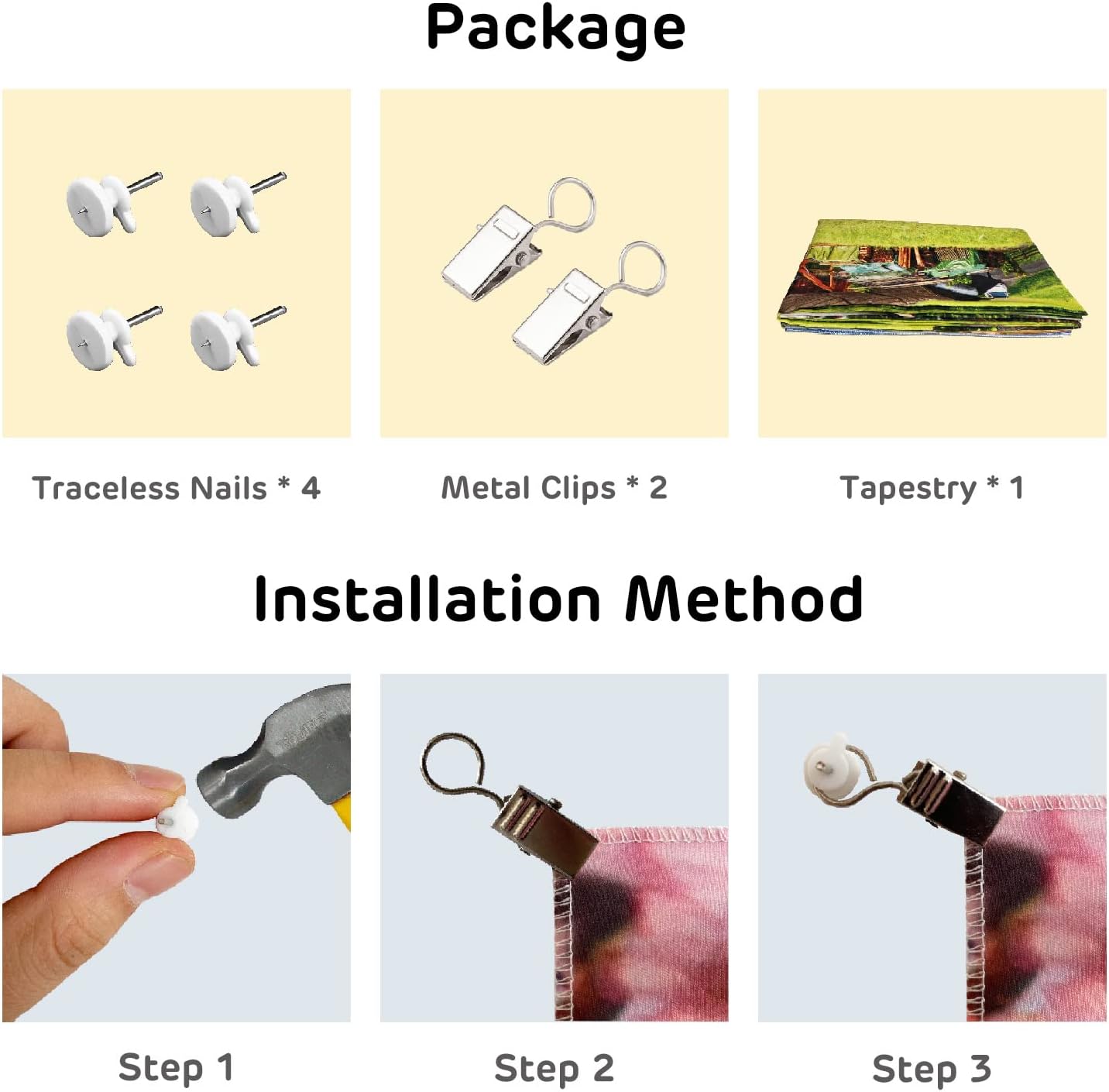 Loccor 5x3ft Tie Dye Tapestry Light Orange Watercolor Craft Dirty Tie-Dye Textile Abstract Chaotic Hippie Tapestry Wall Hanging for Living Room Bedroom Decor （Pattern Painted on Polyester Fabric）