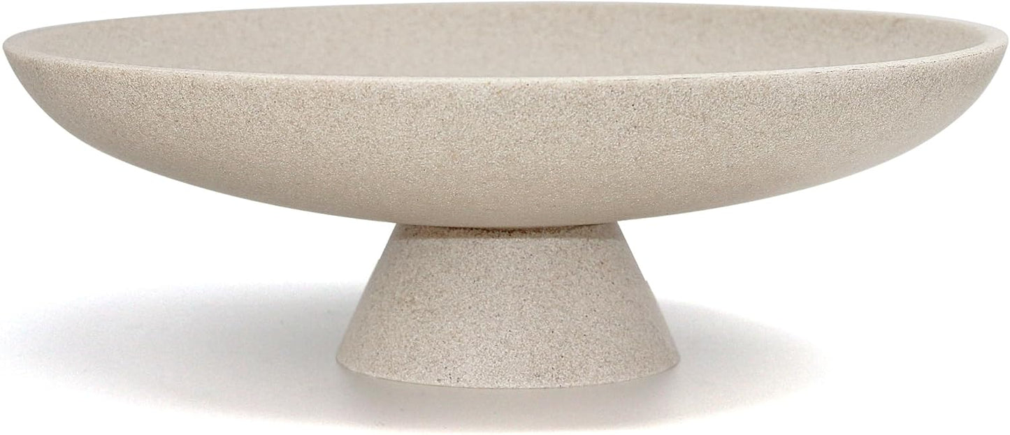 Large Decorative Bowl, Modern Resin Pedestal Bowl for Home Decor, Stylish Fruit Bowl for Kitchen Counter, Chic Key Holder for Entry Table, Beige
