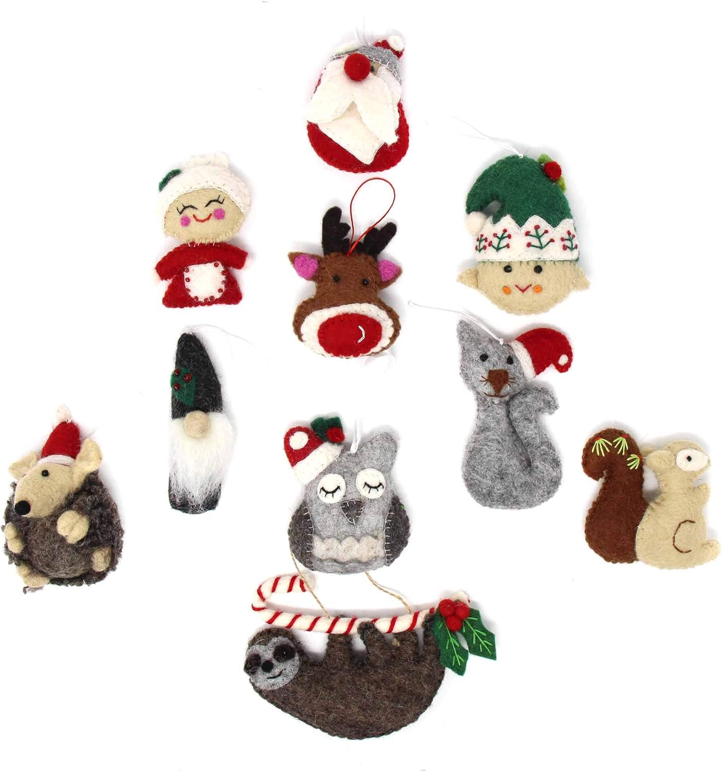 Hand Crafted Wool Felt Christmas or Winter Ornaments from Nepal, Snowman (GLG60035-01)