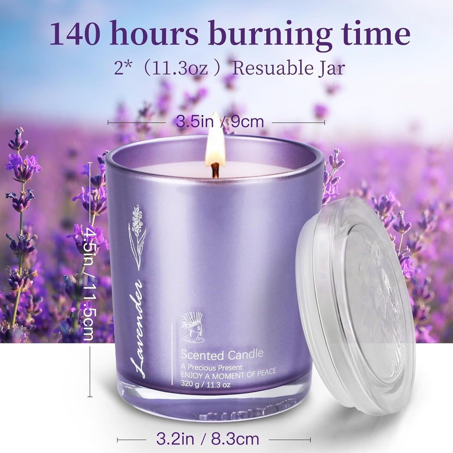 Lavender Candles for Home Scented, 2 Pack 23oz Large Jar Aromatherapy, Highly Fragranced Scented Candle Set, Candles Gifts for Women, Mom, Healing & Luxury Candle for Home