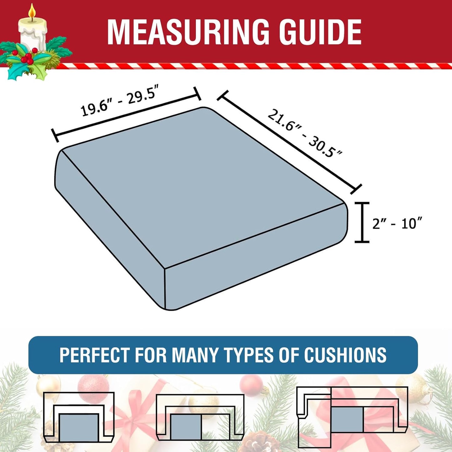 H.VERSAILTEX Christmas Sofa Slipcover Fleece Stretch Couch Cushion Cover Furniture Protector Seat Cushion Snowflakes Sofa Cover for Christmas (1 Piece Armchair Cushion Covers, Snowflakes)