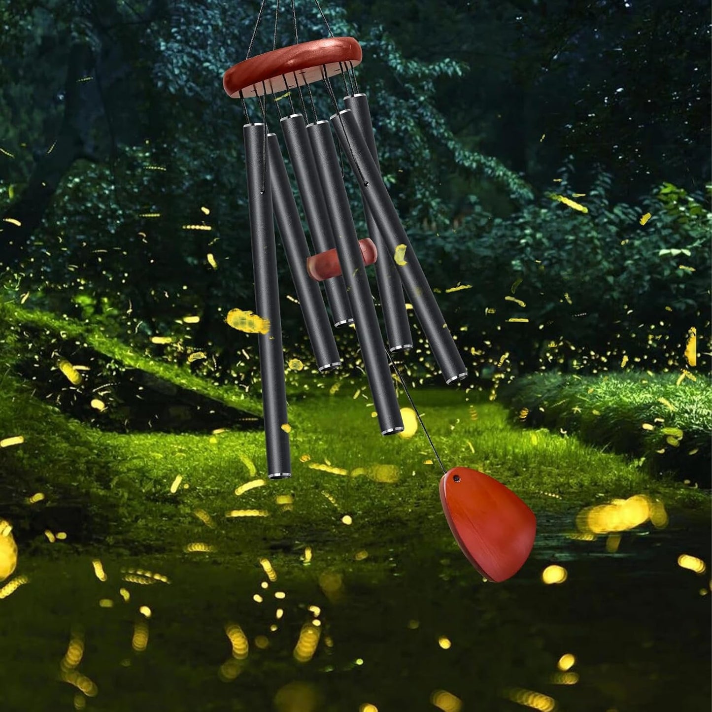 28" Wind Chimes for Mothers Day, Decorative Wind Chimes for Outside, Memorial Windchimes Remembrance Gift for Women Mom Grandma, Metal Wind Chime Outdoor Decor for Garden Patio Zen(Black 2Pack)