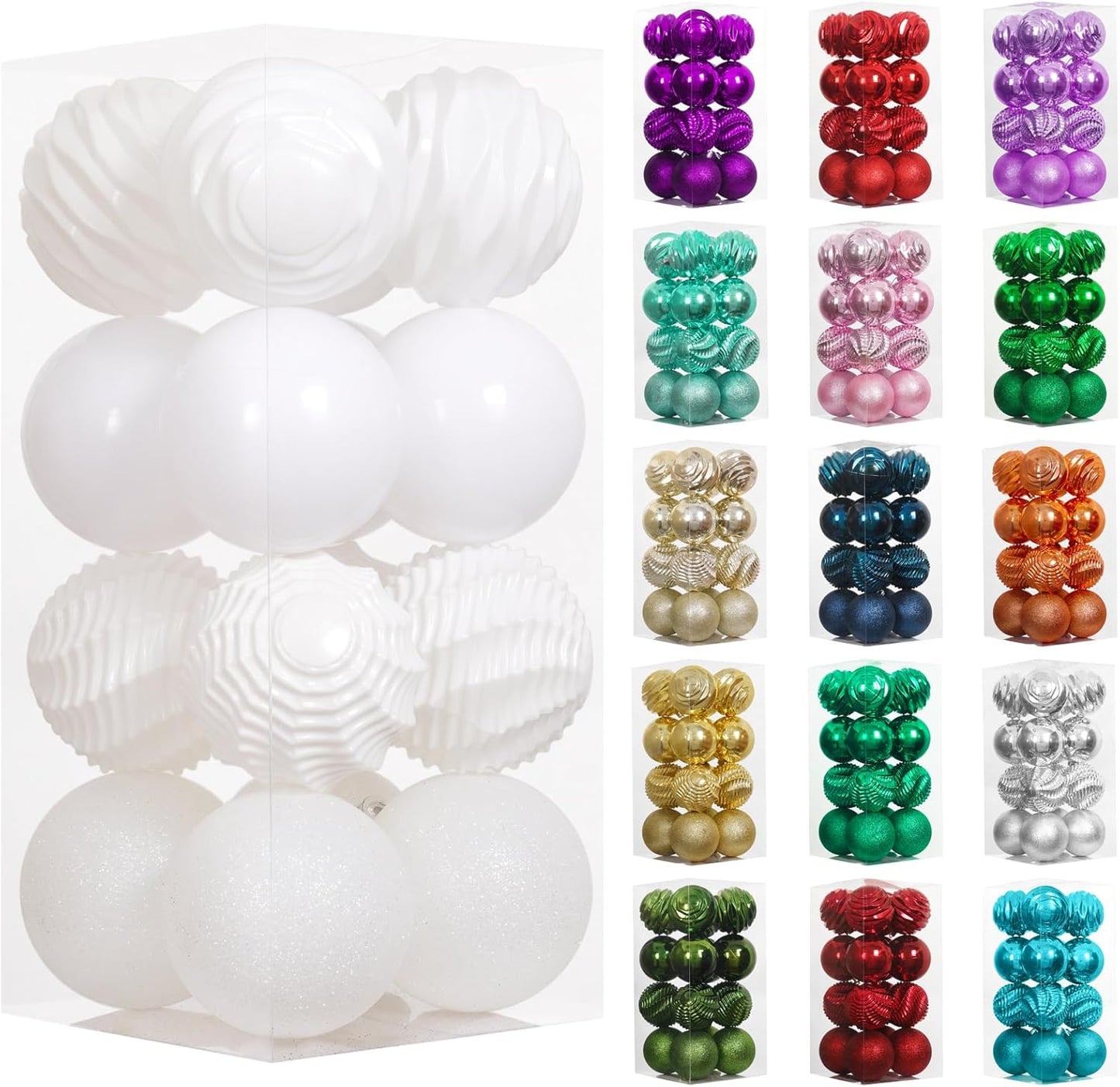 XmasExp 16ct Christmas Balls Ornaments - Shatterproof Large Hanging Ball Decorative Xmas Balls for Halloween Decorations Holiday Wedding Party Xmas Tree Decoration(3.15"/80mm, White)