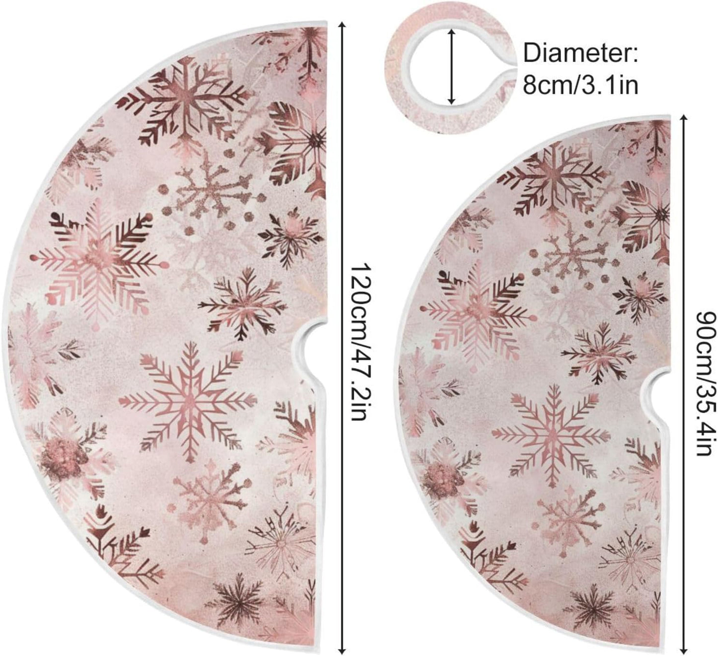 Christmas Tree Skirt, 36 Inch Seamless Pattern Rose Gold Snowflakes Xmas Tree Skirt for Christmas New Year Party Decorations Christmas Tree Mat