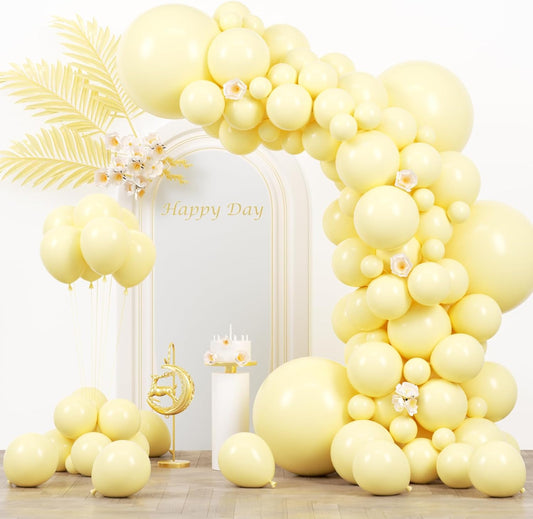 130pcs Pastel Yellow Balloons Different Sizes 18" 12" 10" 5" Light Yellow Latex Balloon Garland Arch Kit for Birthday Baby Shower Graduation Wedding Gender Reveal Party Decorations