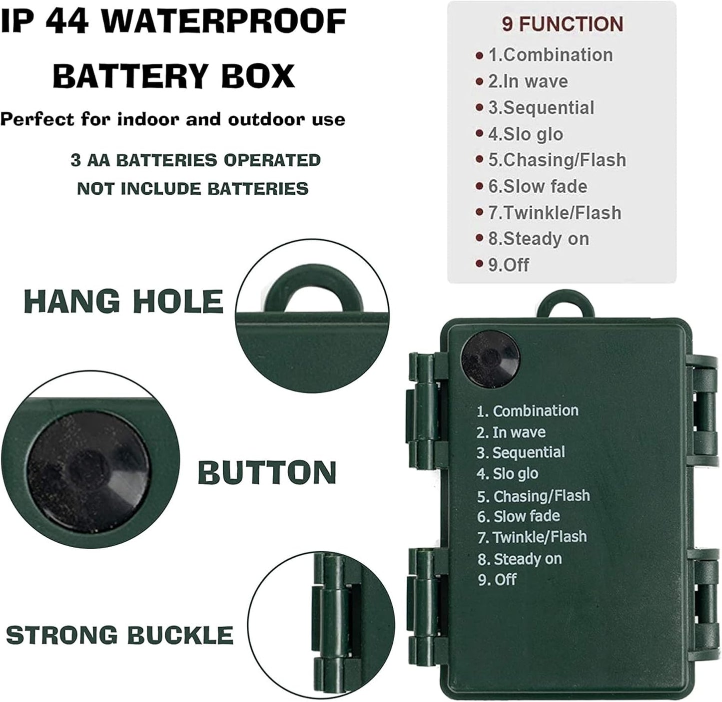 Dazzle Bright 50 LED Batter Operated Christmas Lights, 16 FT Waterproof Mini String Lights with 8 Modes for Xmas Indoor Outdoor Yard Garden Holiday Wedding Decorations, Warm White