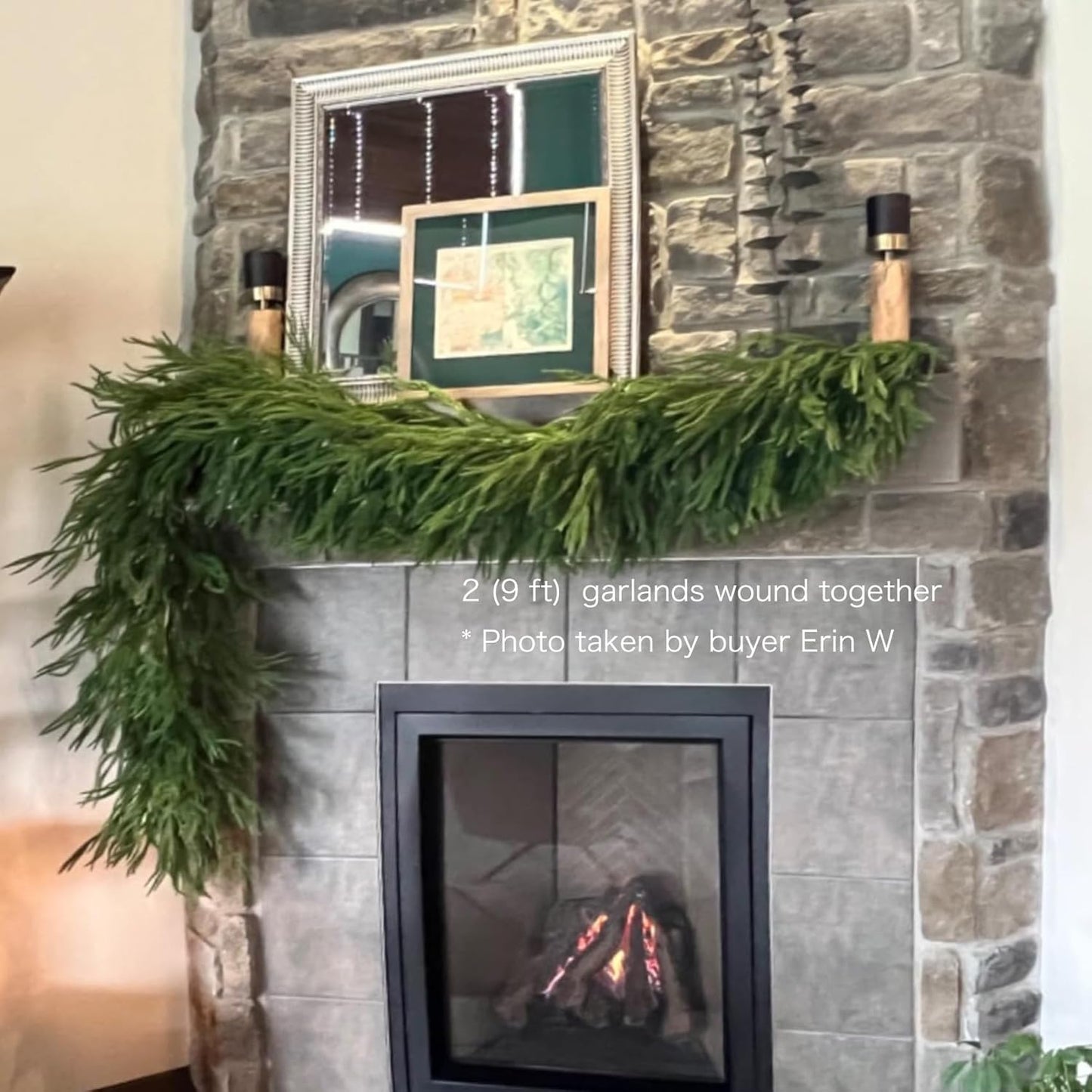 15FT Christmas Garlands Norfolk Pine Garland Real Touch Artificial Faux Greenery Garland for Holiday Indoor Outdoor Decor