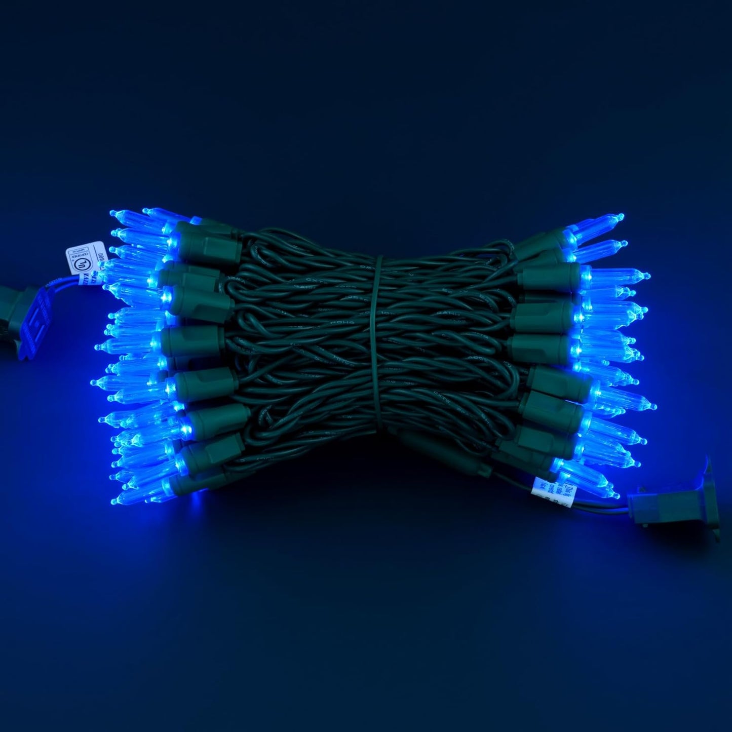 100 Blue One-Piece LED Christmas Lights, 33 ft Green Cord High Waterproof UL Certified T5 Outdoor String Lights (Blue)