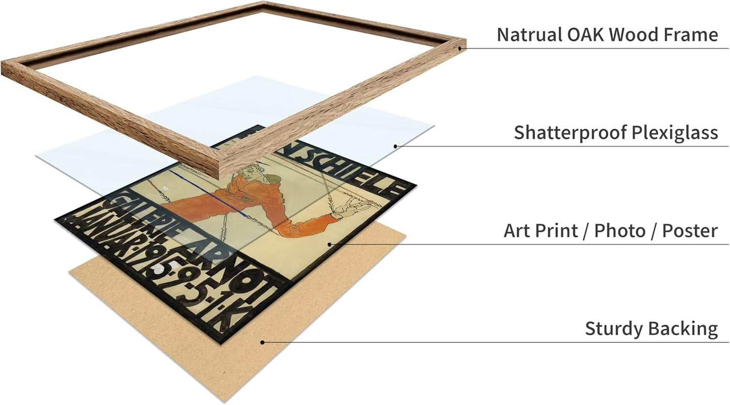 Poster Master Vintage Painting Poster - Retro Expressionism Print - Self Portrait as the Martyred St Sebastian - Gift for Artist, Friend - Wall Decor for Home, Office, 11x14 Beige Framed