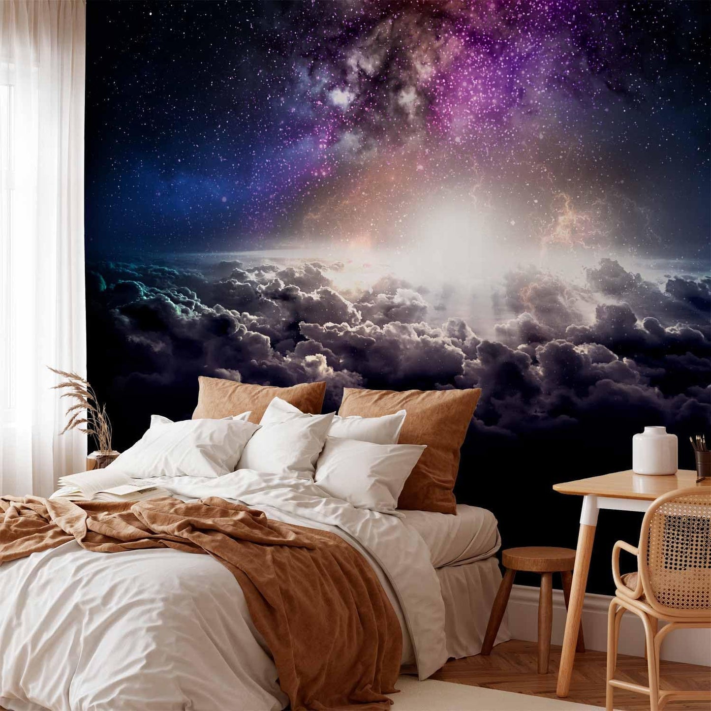 artgeist Wall Mural Galaxy 79x55 in - Non-Woven Wallpaper Fleece Wall Decor Photo Print Picture Image Design Home Mural Cosmos Sky Star Cloud Purple i-A-10009-a-a