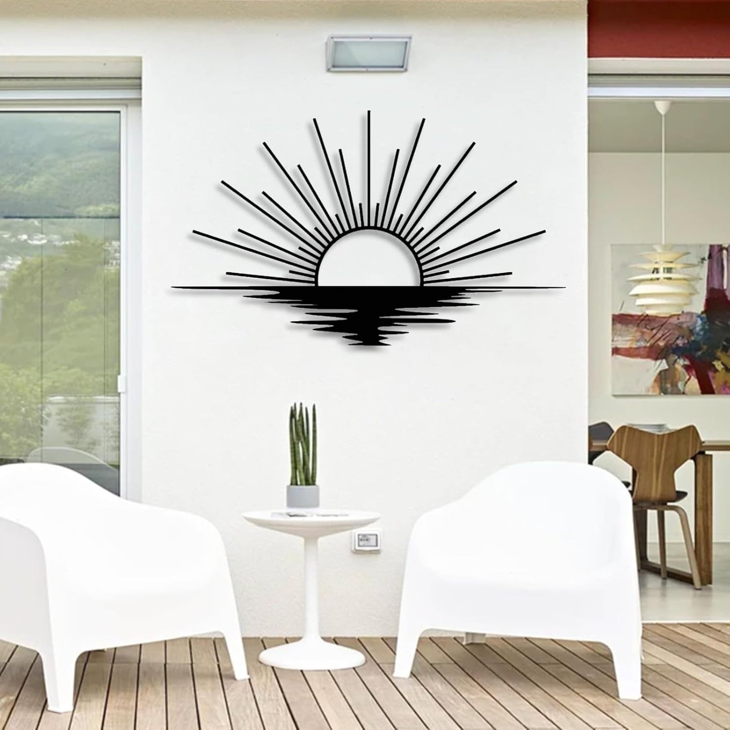 Sunrise Metal Wall Art, Metal Sun Wall Decor, Metal Sun Outdoor Decor, Large Metal Sun Wall Art, Sun Wall Art, Boho Sun Wall Art, Sunshine Metal Sign, Living Room Bedroom Wall Hangings (Gold, 31"x 18"| 80x47cm )