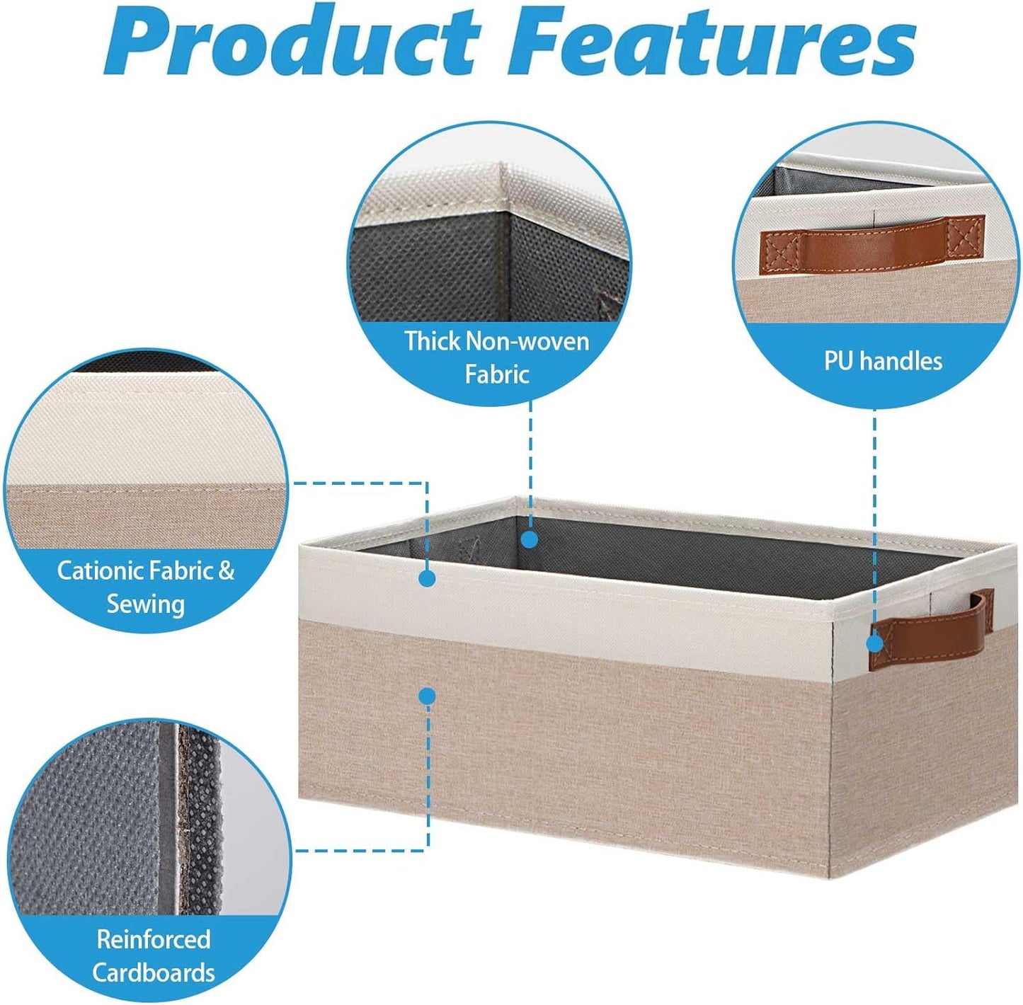 GhvyenntteS Small Fabric Storage Bins 6 Pack, 11.8" x 7.87" x 5.11" Storage Basket with Leather Handles, Closet Storage Bins for Shelves, Storage Baskets for Shelves, DVD Storage (Pink/White)