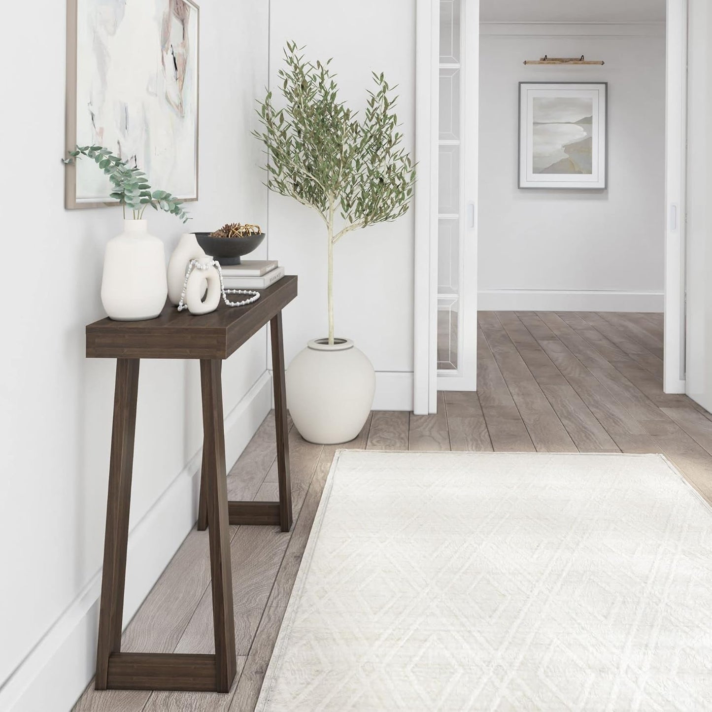 Plank+Beam Solid Wood Console Table, 36 Inch, Sofa Table, Narrow Entryway Table for Hallway, Behind The Couch, Living Room, Foyer, Easy Assembly, Walnut