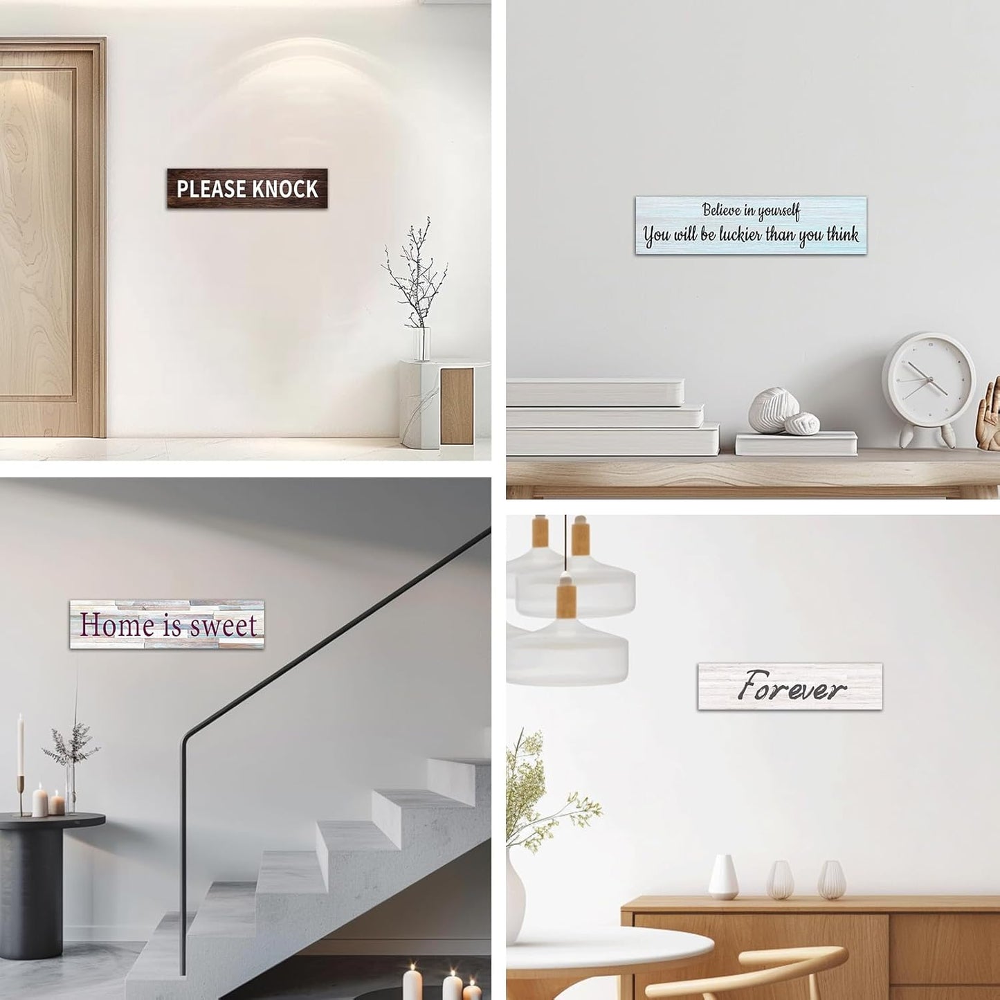 CHAOSETKEN Custom Text Sign Wall Art Personalized Family Quote Wall Decor Family Sign Canvas Prints Customized Wood Text Quote Pictures Rustic Farmhouse Decor Framed (16L x 4W)