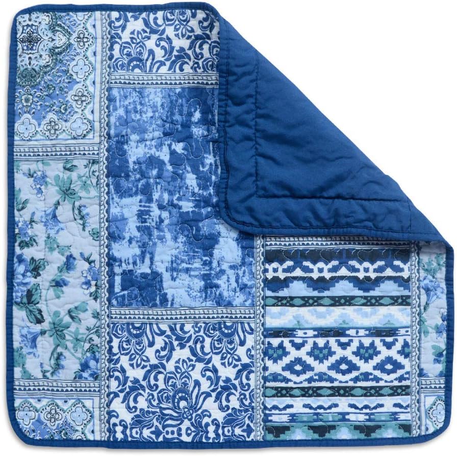 NEWLAKE Blue Classic Bohemian Style Cotton Throw Pillow Covers (2 Pieces, 18X18 Inch)