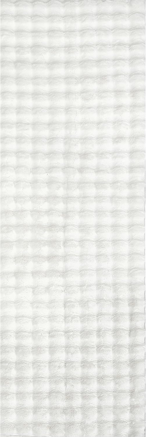 nuLOOM Jeni Checkered 2'6" x 6' Machine Washable Runner Rug for Living Room Bedroom Dining Room Entryway Hallway Kitchen, Off White