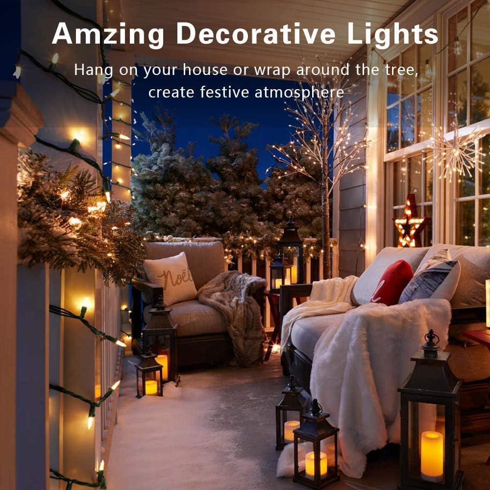 PhilzOps Clear Christmas Lights, 69.6ft 300Ct Warm White Incandescent Christmas String Lights, Connectable 120V UL Certified Indoor Xmas Tree Lights for Outdoor Wedding Party Decor, Green Wire