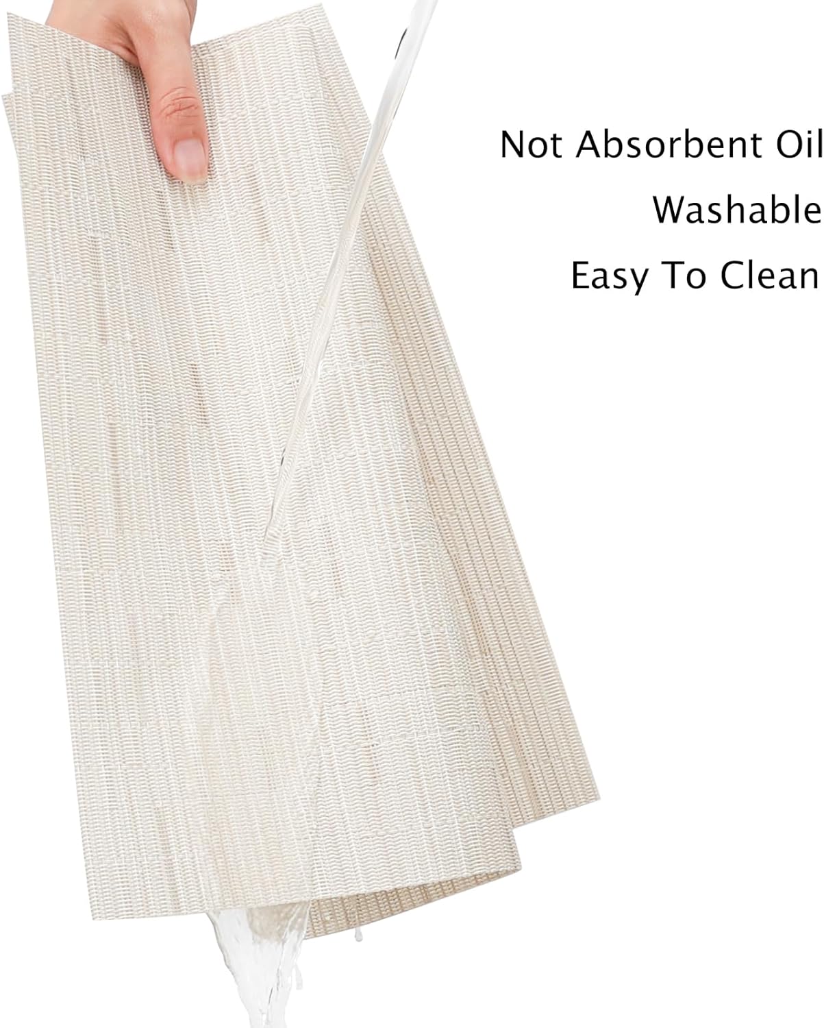 Myir JUN Placemats Set of 6, Vinyl Woven Placemats Place Mats Indoor Washable Table Mats Non-Slip Place mats for Dining Table (B-White, Set of 6)